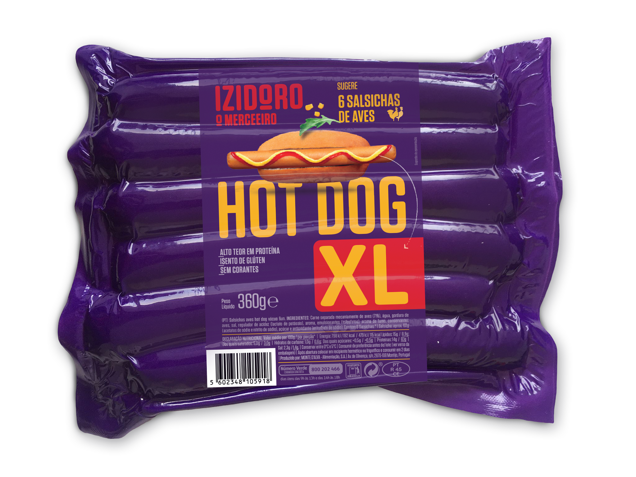 Salsichas de Aves Hot Dog Frasco 4 un sem Glúten - emb. 707 gr (peso  escorrido 210 gr) - Nobre